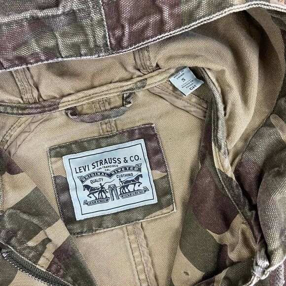 LEVI S Camo cargo oversized parka jacket bubble Trench canvas military coat - Picture 7 of 9